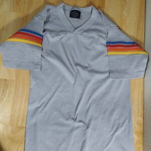 Vintage 70s Wrights Locker Tops Rainbow Stripes Athletic T-Shirt